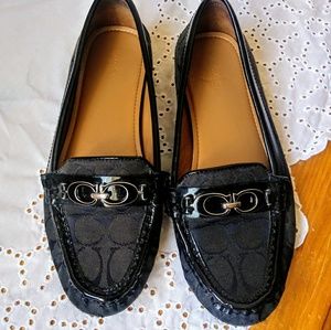 Black Coach Fortunata Signature Driving Loafers